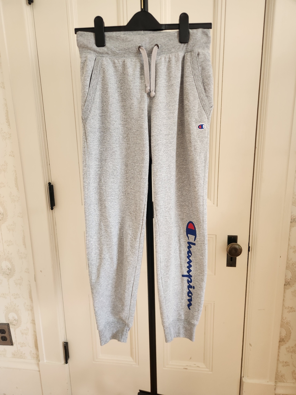 Champion Light Gray Kids' Logo Jogger Sweatpants with Blue Script